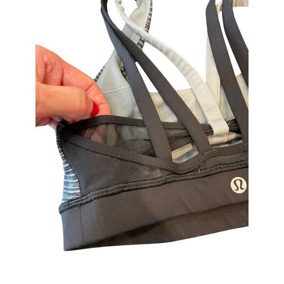 Lululemon Women 4 Energy Bra Exhale Blurry Belle Battleship Black & Grey Striped - Picture 7 of 13